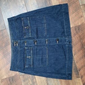 Gap Blue Denim Button Front A-line Mini Skirt, Size 28